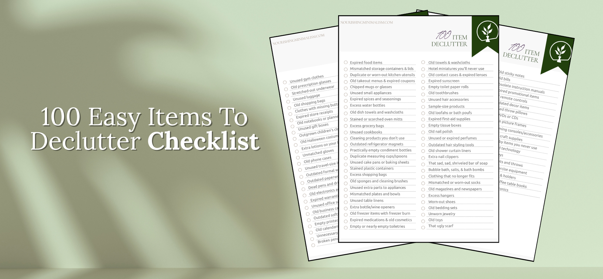 100 easy items to declutter checklist