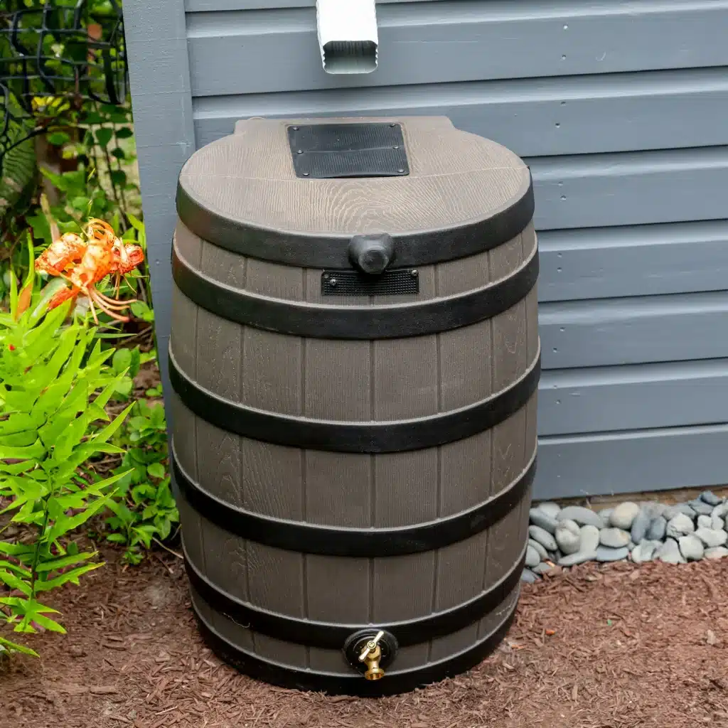 rain barrel attached to gutter